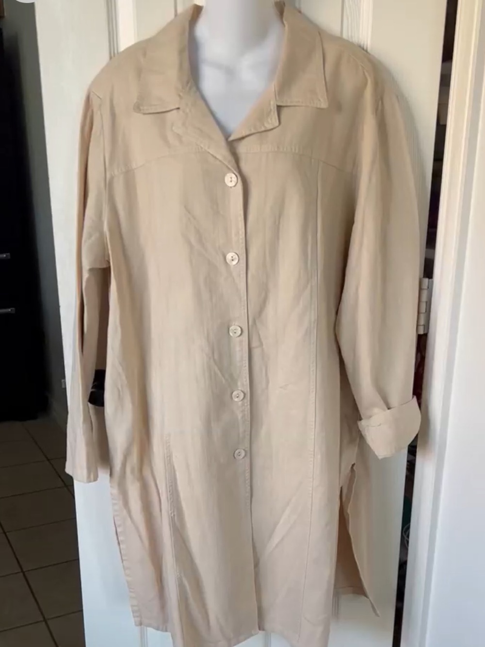 AKS Cream Button Font Midi Dress